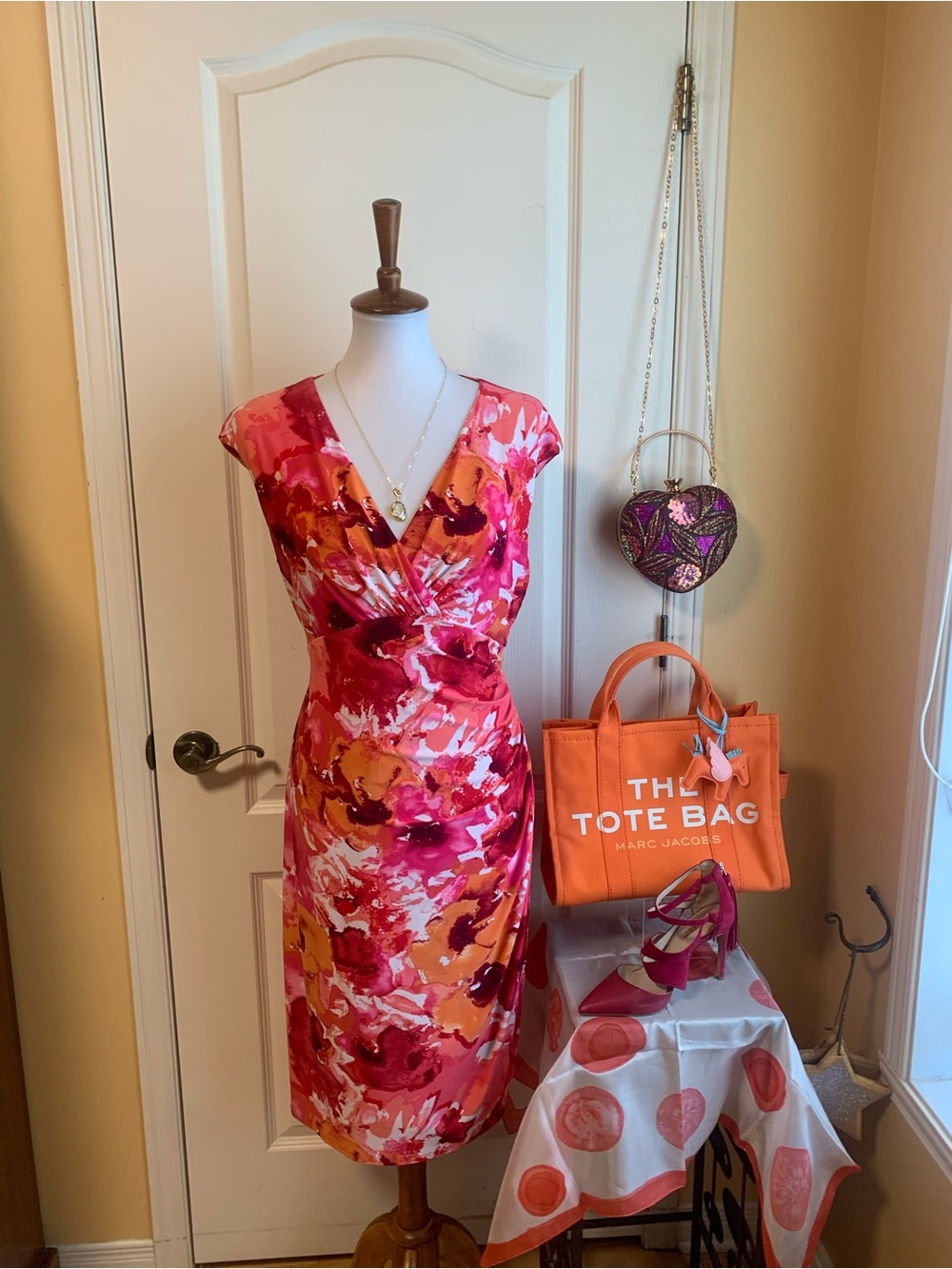 LRL  vibrant color ruched Wrap Sheath Dress